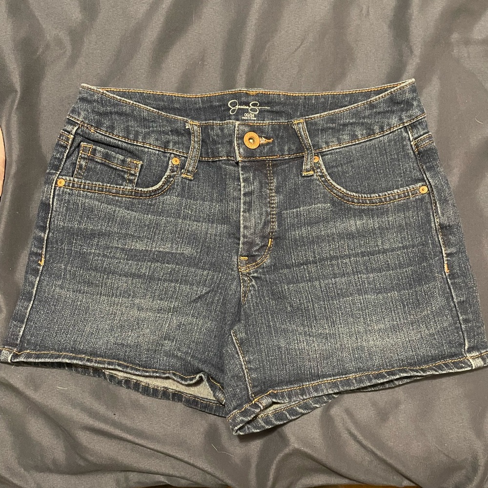 Jessica Simpson 5 Pocket High Rise Dark Wash Jean Shorts
